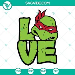 Teenage Mutant Ninja Turtles Raphael and Leonardo SVG file download with love theme, ideal for TMNT fans.