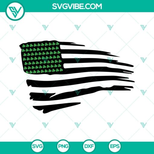 Lucky Clover American flag SVG file with patriotic Irish, shamrock US design for digital crafting projects.