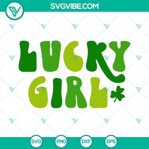 Retro St. Patrick's Day themed SVG with lucky girl and Irish shamrock, ideal for crafts and projects.