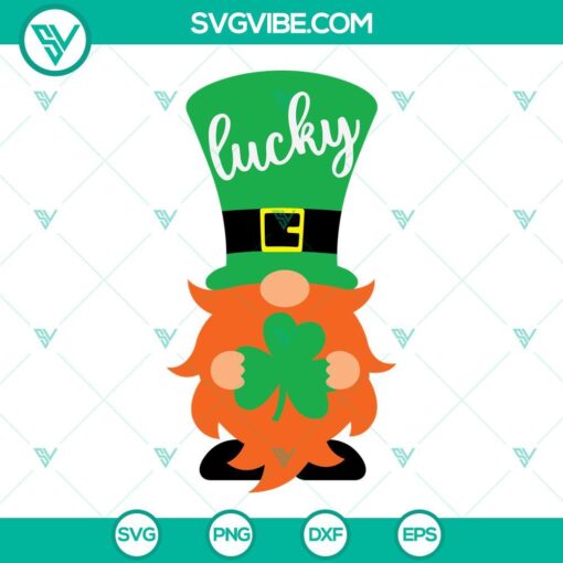 Lucky Gnome SVG with Irish, Clover, Happy St Patricks Day theme. Perfect for St. Patrick's Day crafts and decorations.