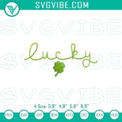St. Patrick’s Day celebration embroidery design with lucky green 4-leaf clover. Perfect for holiday crafting projects.