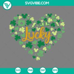 Lucky hearts and Mickey Mouse St Patrick’s Day SVG image with PNG EPS DXF files for crafting.