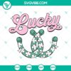St. Patrick's Day themed SVG files with lucky charms like horseshoes and clovers, ideal for retro and funny Irish designs.