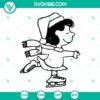 Lucy Van Pelt ice skating SVG files, Peanuts winter Christmas design for crafting projects.