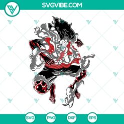 Luffy Gear Fourth SVG images for Cricut, featuring One Piece manga design in PNG, DXF, and EPS formats.