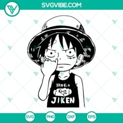 Luffy from One Piece SVG design for Cricut, featuring SVG, PNG, DXF, and EPS formats. Ideal for craft projects.
