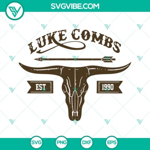 Luke Combs SVG featuring Combs Tour 2023 and Cowboy design with a Retro Western style, available for download.