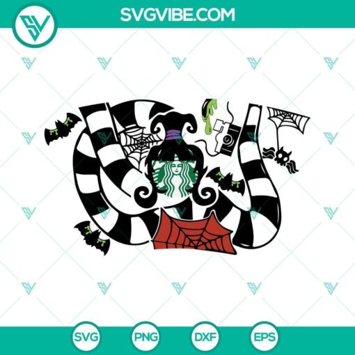 Lydia Deetz Starbucks Cup SVG featuring Beetlejuice Full Wrap Horror design, perfect for Halloween enthusiasts and Tim Burton fans.