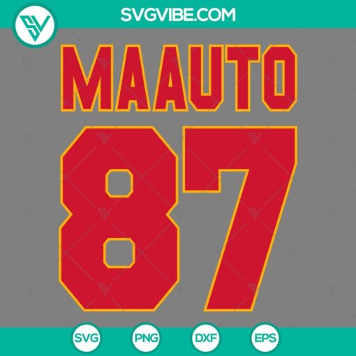 Maauto 87 SVG file of Chiefs player Travis Kelce, featuring a detailed design perfect for digital download.