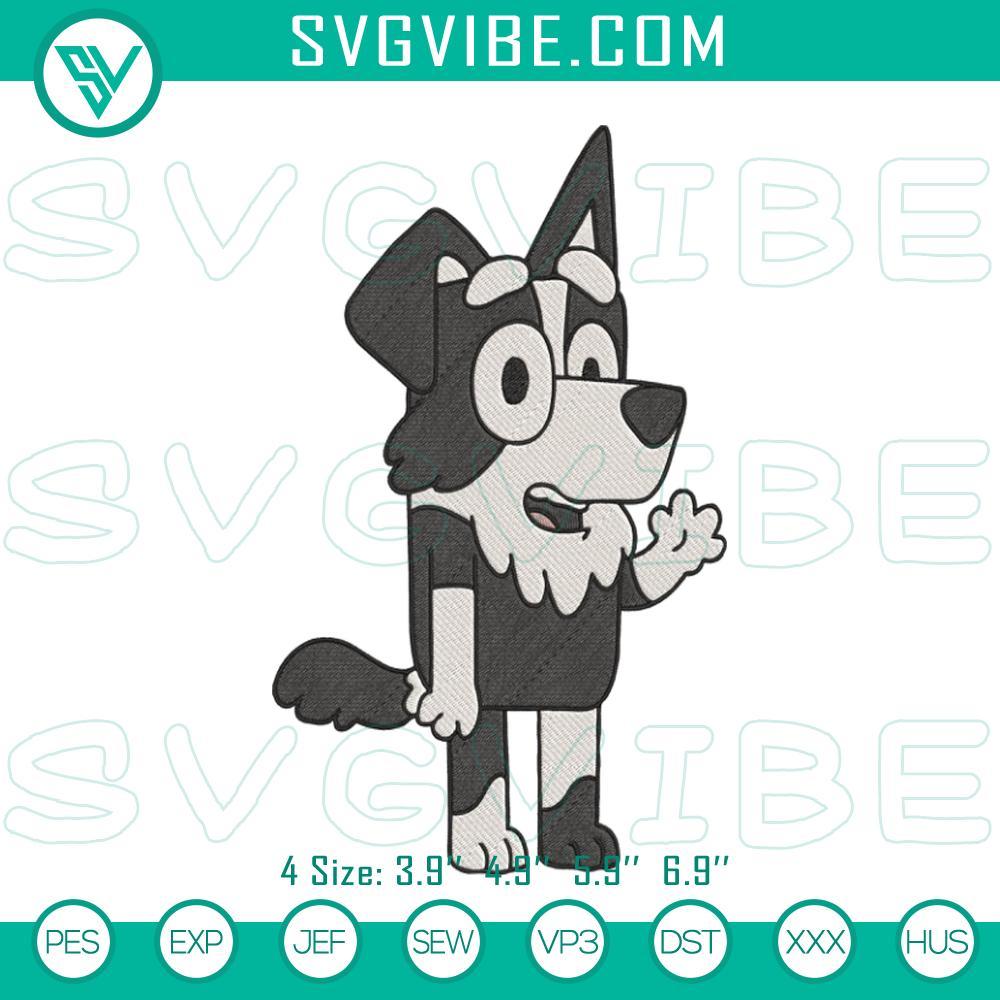 mackenzie-border-collie-embroidery-design-bluey-cartoon-machine-embroidery-files-mockup.jpg Mackenzie Border Collie embroidery design inspired by Bluey cartoon dog, versatile digital file for crafters and dog lovers.