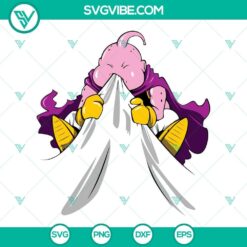 Majin Buu Dragon Ball SVG files with different formats for Cricut, featuring iconic character from popular anime series.