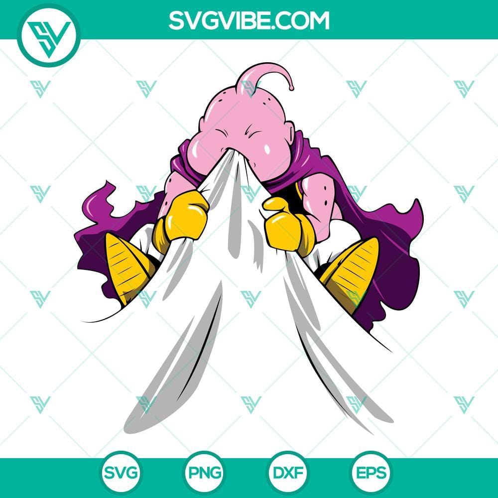 Majin Buu SVG, Majin Buu Dragon Ball SVG PNG DXF EPS Cricut Majin Buu Dragon Ball SVG files with different formats for Cricut, featuring iconic character from popular anime series.