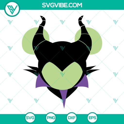Maleficent Mouse Ears SVG file for Cricut, featuring a villainous design in PNG, DXF, and EPS formats.