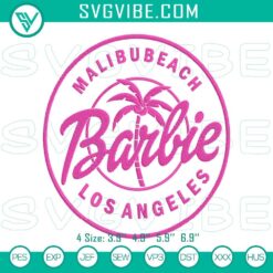 Malibu Beach Barbie embroidery designs featuring Los Angeles beach scene and pattern. Perfect for crafting projects.