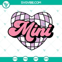 Disco Ball Heart Mama and Mini SVG bundle perfect for crafting projects with mom and child themes, includes heart shapes.
