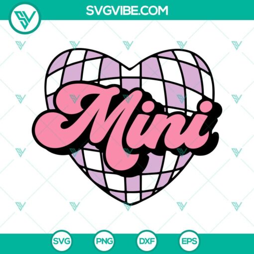 Disco Ball Heart Mama and Mini SVG bundle perfect for crafting projects with mom and child themes, includes heart shapes.