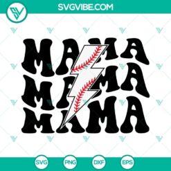Mama Baseball Lightning Bolt SVG File for Baseball Mom, in PNG, DXF, and EPS formats. Great for sports-loving mamas!