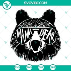 Mama Bear SVG with Glasses, Mommy and Mothers Day SVG files for crafting projects. Cute bear design for gifts.