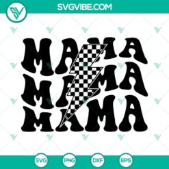 Checkered lightning bolt SVG files perfect for racing moms, retro design with PNG format for download.