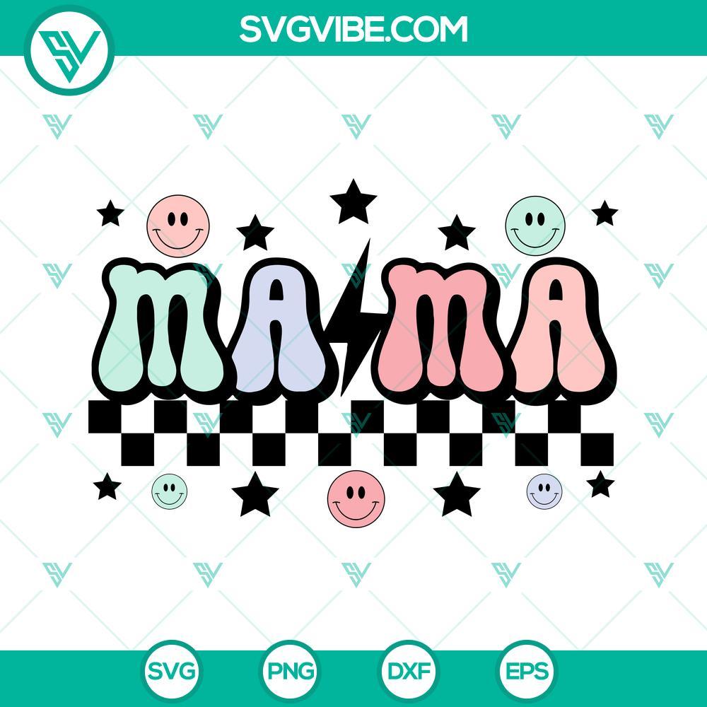 Mama Checkered SVG, Retro Mama SVG, Smiley Face SVG PNG DXF EPS Retro Mama checkered SVG design with smiley face in PNG, DXF, and EPS formats for download. Unique and trendy vintage style digital artwork.