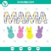 Mama Easter Bunny SVG and Happy Easter Peeps design in PNG, SVG, DXF, EPS formats for Easter crafting projects.