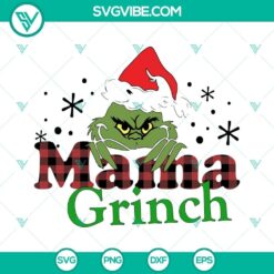 Mama Grinch and Christmas Family SVG images in PNG and DXF formats. Festive holiday design perfect for crafts.