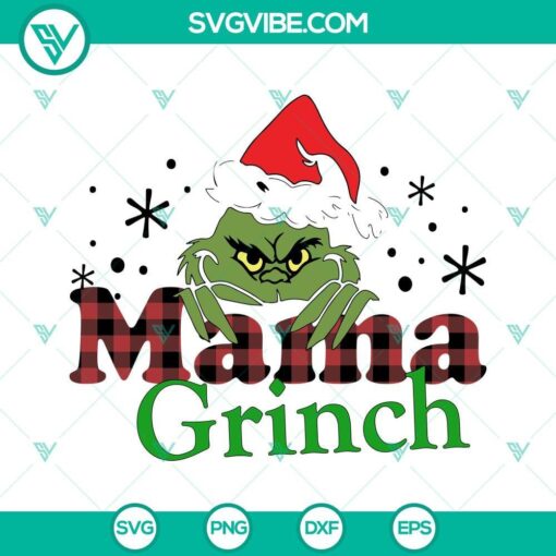 Mama Grinch and Christmas Family SVG images in PNG and DXF formats. Festive holiday design perfect for crafts.