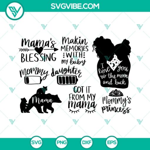 Mother's Day SVG bundle with Mom quotes, perfect for crafting. Get Mama SVG images and Mommy SVG designs in PNG format for download.