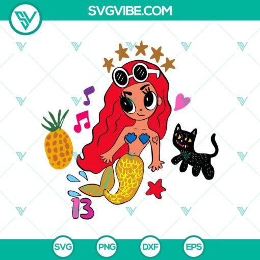 Manana Sera Bonito and Karol G Red Hair Little Mermaid SVG Files PNG with vibrant colorful design for crafting projects.