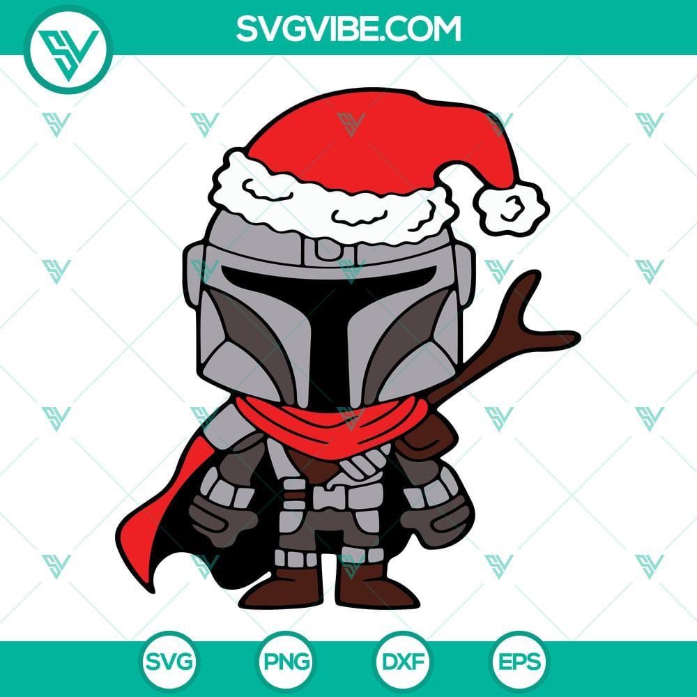 Mandalorian Christmas SVG Files, Star Wars Christmas SVG Image PNG EPS DXF Mandalorian Christmas SVG bundle with Star Wars theme, festive designs for crafting in PNG, EPS, and DXF formats.