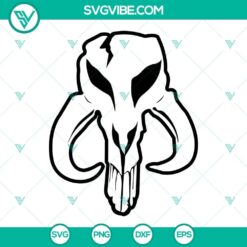 Mandalorian helmet SVG bundle with Mythosaur skull and Boba Fett designs for download. Ideal for Star Wars fans.