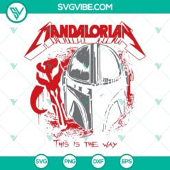 Mandalorian Metallica SVG and This Is The Way SVG images with Star Wars theme in intricate design on dark background.