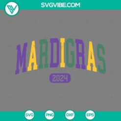Mardi Gras 2024 SVG image featuring festive and colorful Happy Mardi Gras elements in PNG, DXF, and EPS formats.