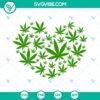 Marijuana heart SVG download with cannabis love design, weed heart SVG file in PNG and DXF formats for crafting.