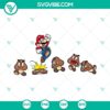 Super Mario jumping on Goomba SVG files, funny Super Mario Bros designs for crafts, PNG and DXF formats.