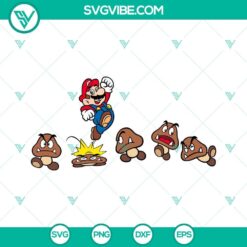 Mario Jumping On Goomba SVG Files, Funny Super Mario Bros SVG Images PNG DXF