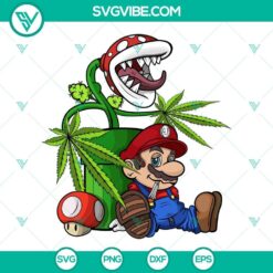 Super Mario smoking cannabis SVG file, featuring a weed high pot plant design. Ideal for cannabis-themed digital projects.