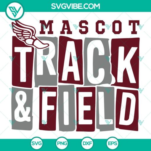 Mascot track and field SVG file design with PNG, DXF, and EPS formats, perfect for sports-themed projects.