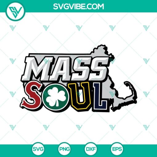 Mass Soul Boston sports SVG files for crafts with PNG, DXF, and EPS formats. Perfect for DIY projects and sport-themed designs.