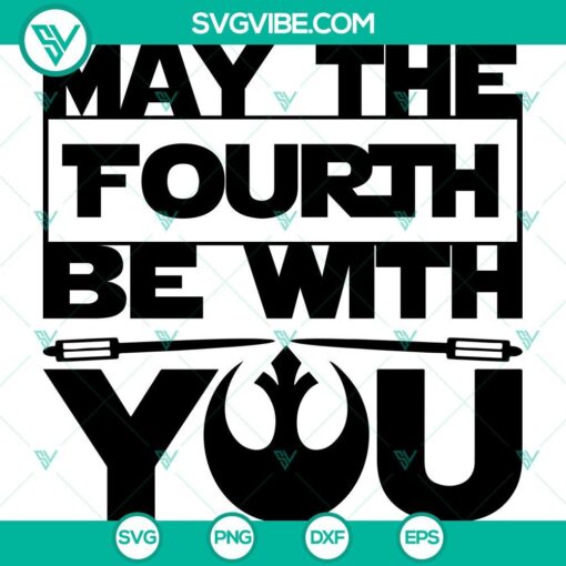 Star Wars Day themed digital files for Cricut machines, including SVG, PNG, DXF, and EPS formats. May The Fourth Be With You design.