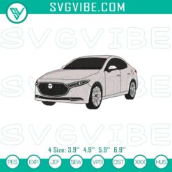 Mazda 3 auto embroidery design file for car enthusiasts, digital embroidery file.