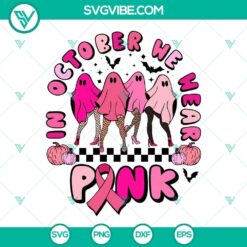 Mean Girls In October We Wear Pink SVG File, Pink Ghost Girls SVG Files,