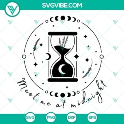 Midnight themed SVG design with the title "Meet Me At Midnight" and references to Taylor Swift's album, perfect for digital projects.