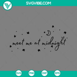 Taylor Swift "Meet Me At Midnight" SVG image for download in PNG EPS DXF format. Midnight sky with moon and stars design.