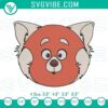 Meilin Lee red panda face embroidery designs inspired by Turning Red character, digital file.