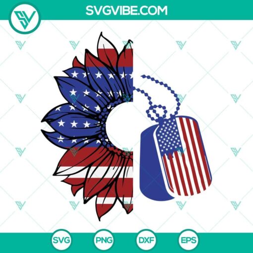 Sunflower American Flag design patriotic SVG for Memorial Day and 4th of July celebrations.