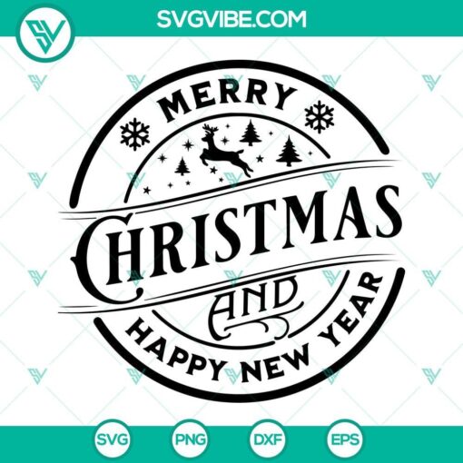 Merry Christmas and Happy New Year SVG files with Christmas and New Year-themed designs, perfect for crafting projects.