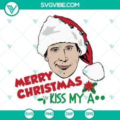 Christmas Vacation movie SVG images with "Merry Christmas Kiss My Ass" design. Perfect for holiday crafts and decor.