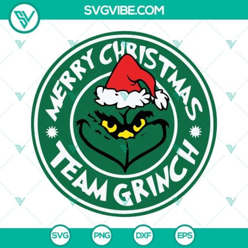 Merry Christmas Team Grinch SVG design for Cricut & Silhouette, in PNG, DXF, and EPS formats for holiday crafting.