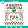 Merry Christmas Y’all Skull Hands SVG Files featuring skeleton hands with a Christmas theme. Perfect for holiday crafting.